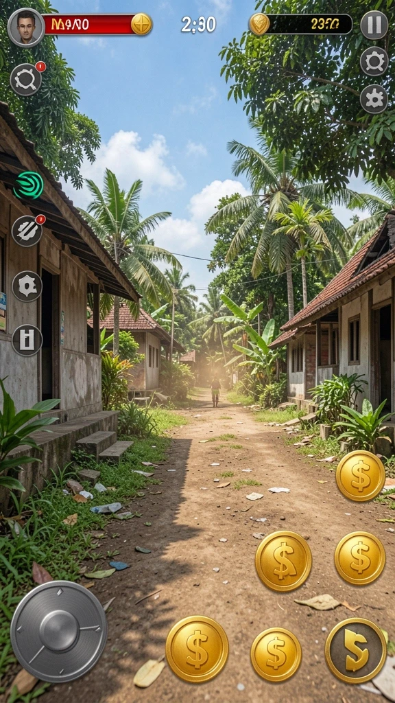 Screenshot menunjukkan karakter utama dalam misi seru.