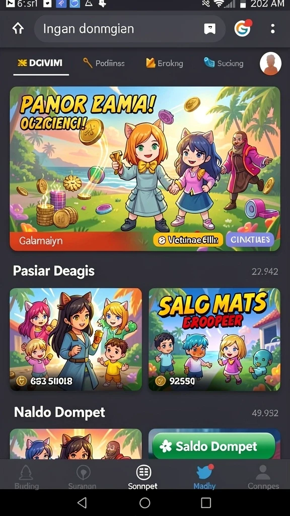 Pengguna dapat melihat variasi permainan yang ditawarkan.