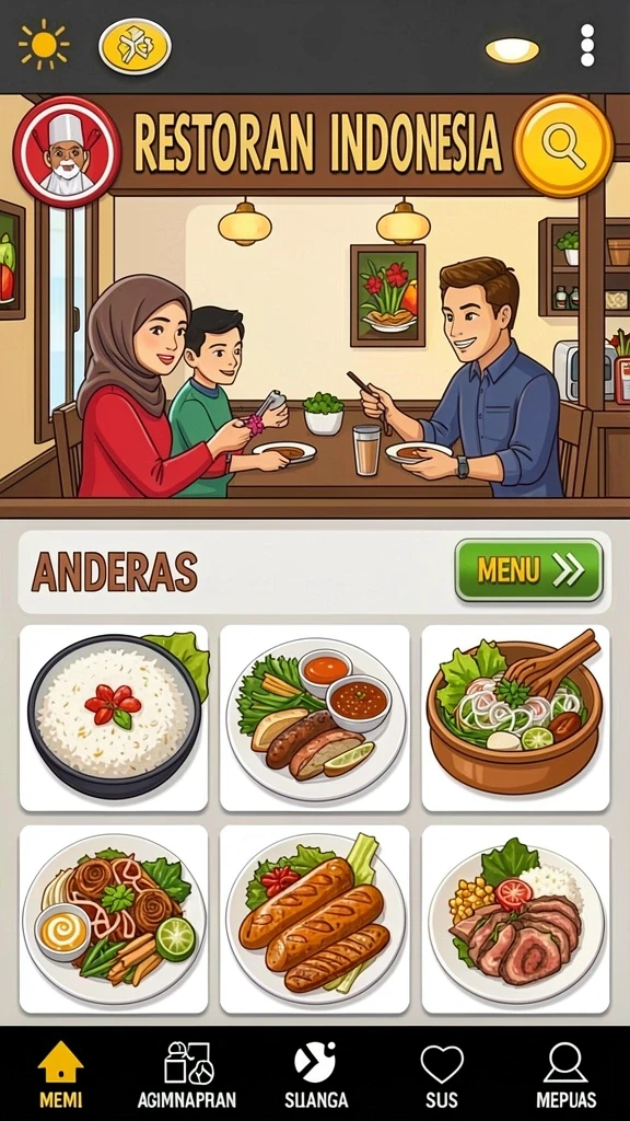 Tampilan menu utama yang menarik dan informatif.